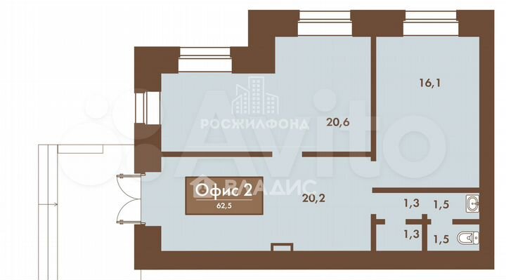 Продам помещение свободного назначения, 62.5 м²