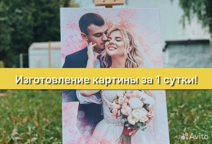 Портрет по фото на холсте, печать фото на холсте