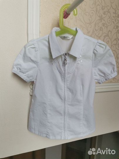 Блузки рубашки школьные белые форма на девочку 122
