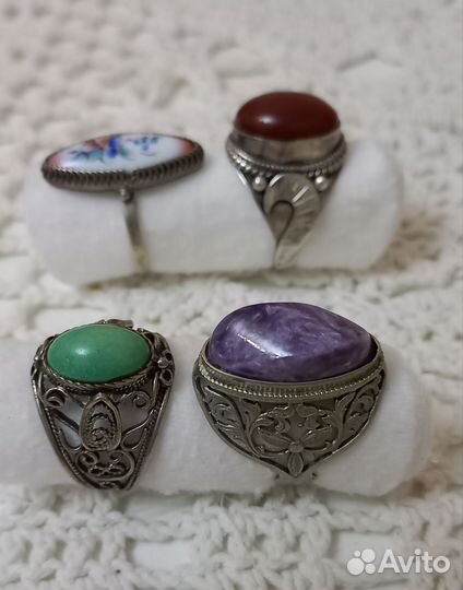 Кольца СССР(чароит, сердолик,бирюза)