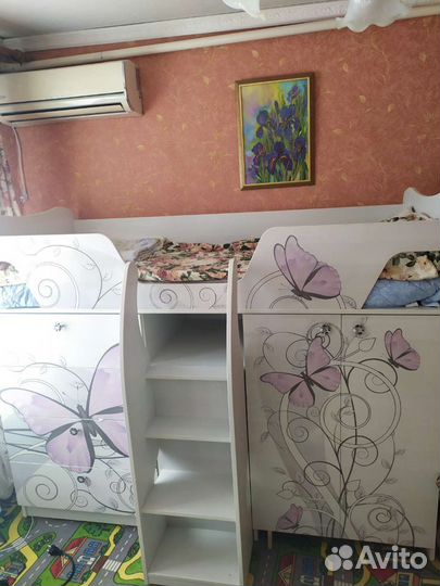 Кровать -чердак Леди 1443х1836х1094 4в1:Кровать,шк