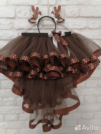 Костюм олененка Бемби (юбочка, рожки, манжеты)