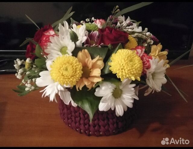 Цветочные трикотажные корзины на заказ