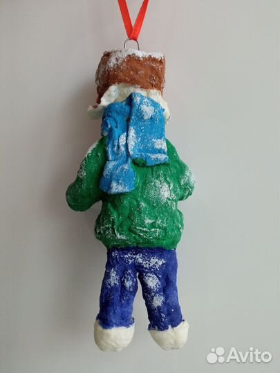 Ватная игрушка мальчик в ушанке