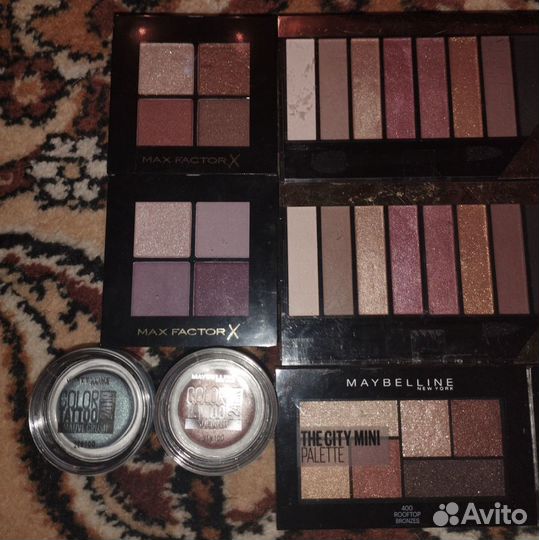 Палетка теней Maybelline, Rimmel, Max Factor