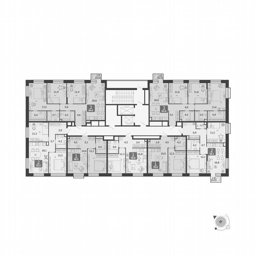 1-к. квартира, 38,8 м², 9/19 эт.