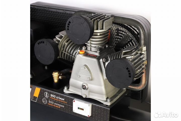 Компрессор Patriot KRX 950 L500 D, поршневой, ременной, масляный, 950 л/мин, 500 л, 10 бар, 5.5 кВт