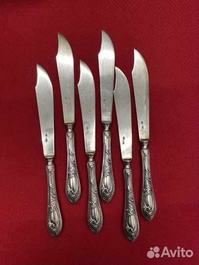 Серебряные фруктовые ножи, 84 пробы. Бр. Грачевы