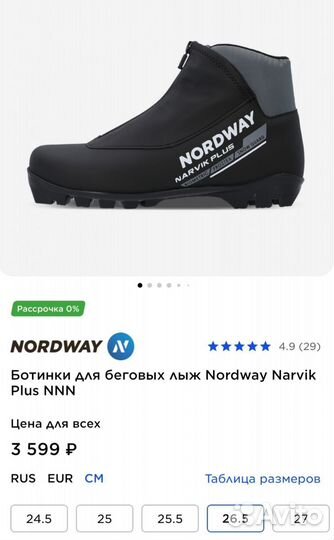 Лыжные ботинки nordway 41