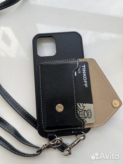 Чехол с карманом и ремешком iPhone 12 / 12 pro