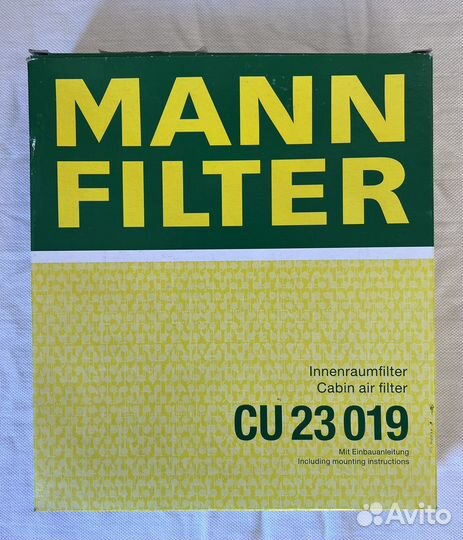 Фильтр салонный mann filter CU 23019