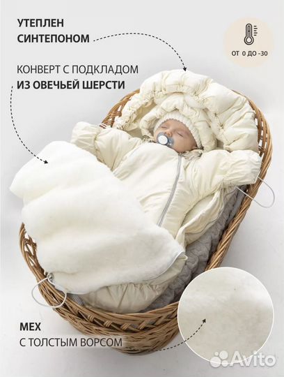 Комбинезон и конверт зимний с 0 до 3 мес