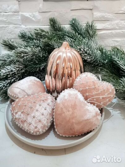 Новогодний набор бархатное сердце ручной работы