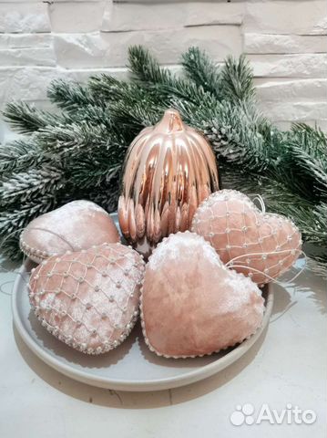 Новогодний набор бархатное сердце ручной работы