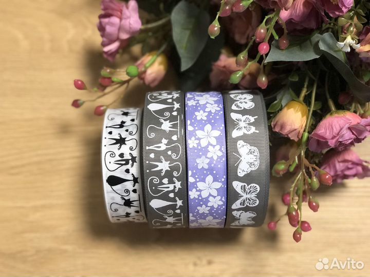 Лента репсовая с рисунком в ассортименте