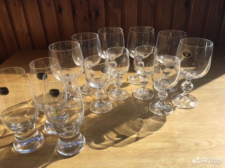 Фужеры, ваза богемия чехия