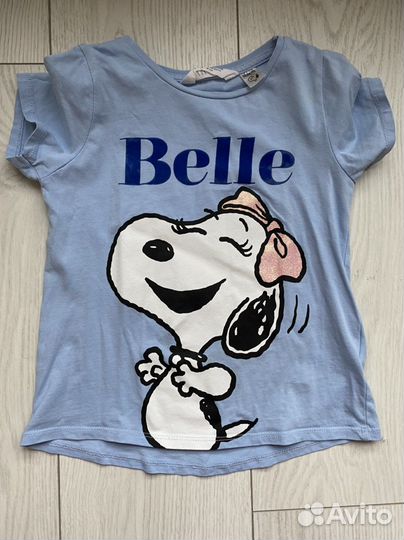 H&M голубая детская футболка Snoopy 110-116 см