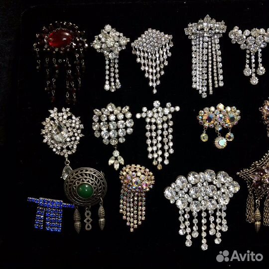 Винтажные броши. Броши с подвесками