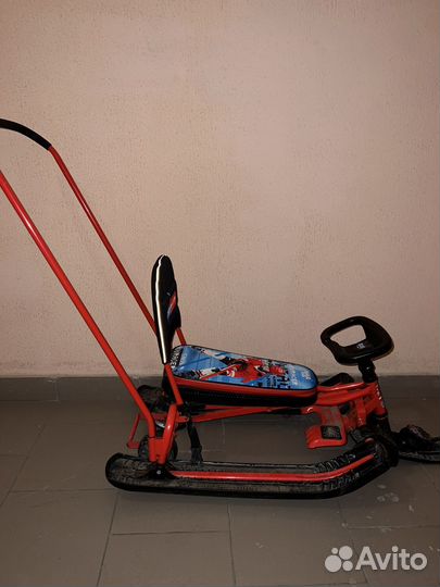 Снегокат с родительской ручкой и колесами