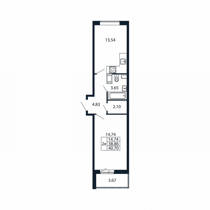 1-к. квартира, 42,5 м², 8/12 эт.