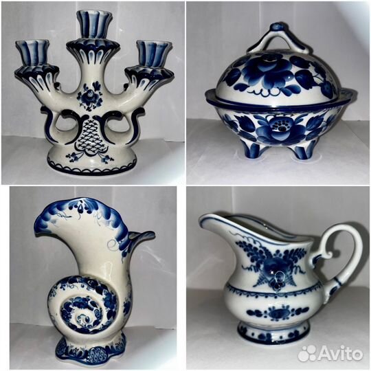 Гжель, чайник, блинница, фруктовница СССР