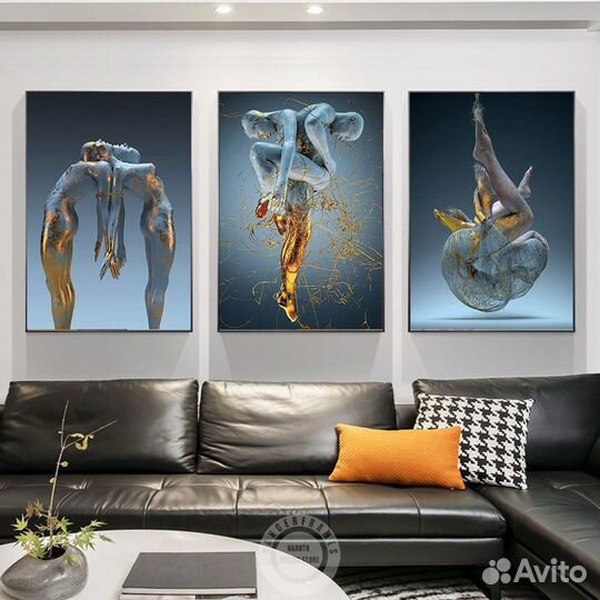 Модная 3D картина-Металлические люди