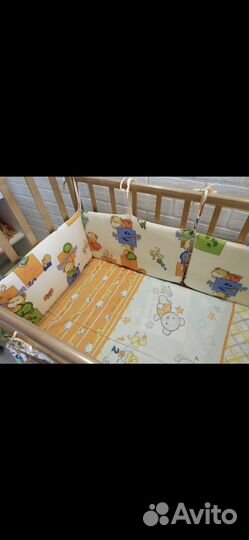 Кроватка+кокосовый матрас+сатиновые бортики