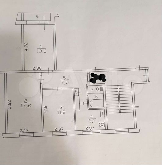 3-к. квартира, 61,3 м², 3/5 эт.