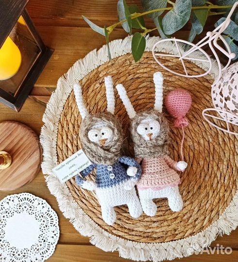 Вязаные игрушки. Заяц. Ручная работа