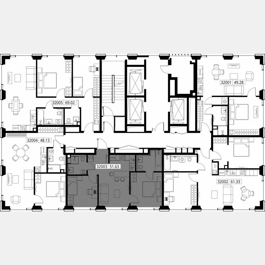 2-к. квартира, 51,6 м², 20/28 эт.