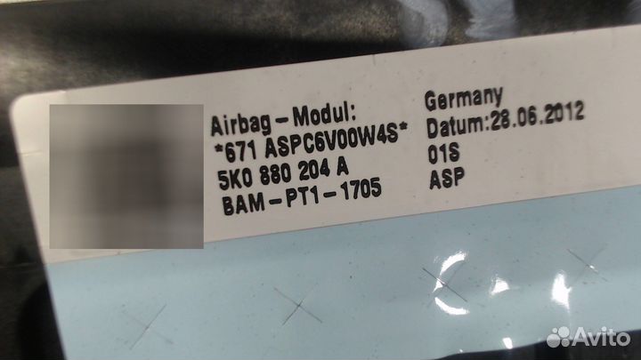 Airbag пассажира Volkswagen Scirocco 2008, 2008