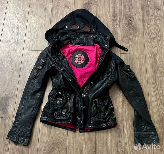 Balenciaga кожаная косуха куртка с капюшоном