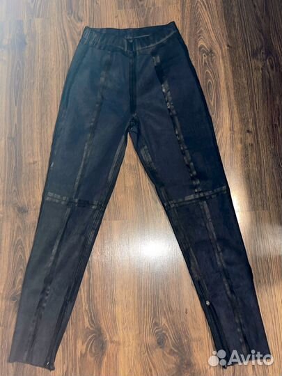 Брюки кожаные черные теплые осень-зима