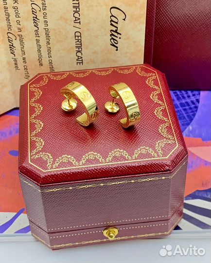 Серьги Cartier Love premium vgold