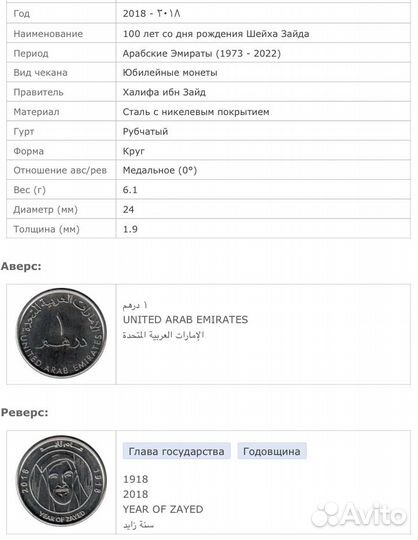 Юбилейная монета ОАЭ