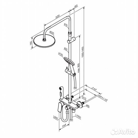 Душевая система Damixa Jupiter 977770300 стойка с