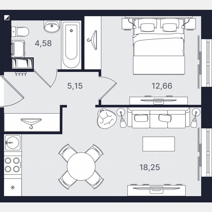 2-к. апартаменты, 40,9 м², 8/24 эт.