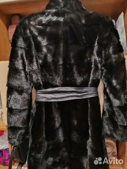 Шуба норковая 42 44 черная поперечка
