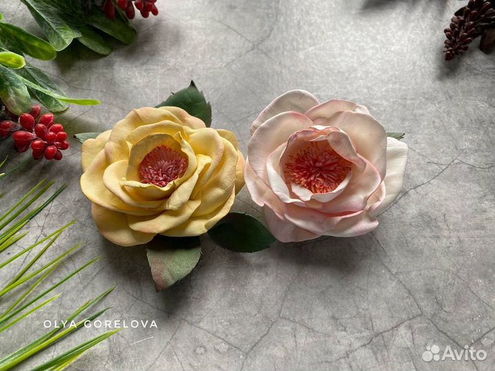 Заколка и резинка для волос,ручная работа