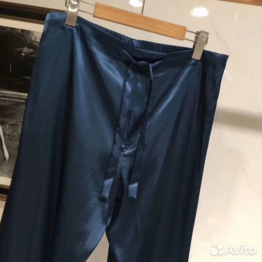 La perla пижама мужская шелковая синяя