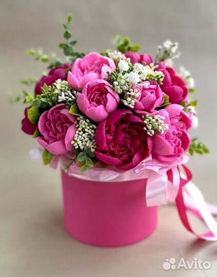 Мыло ручной работы букет пионов