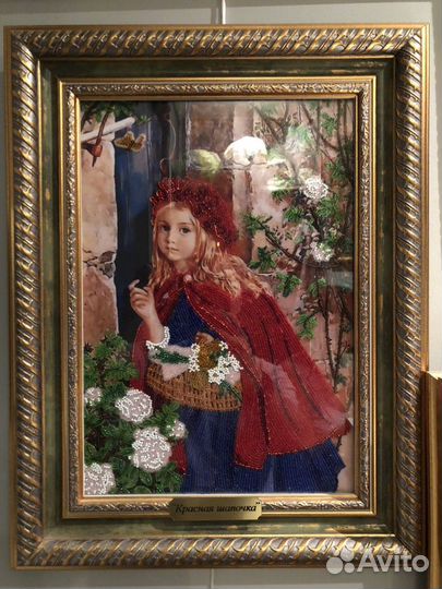 Картина «Красная шапочка». Ручная вышивка бисером