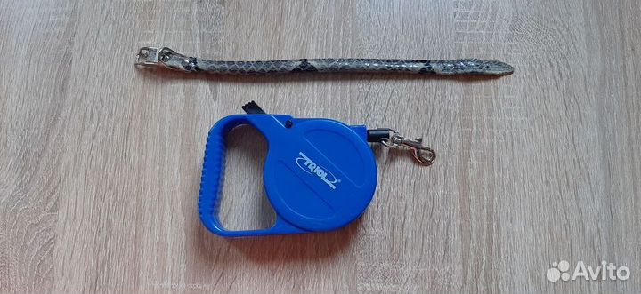 Поводок рулетка Triol и кожаный ошейник