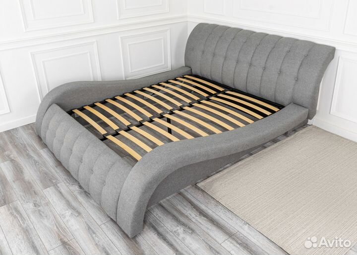 Кровать 200х200 серая рогожка мадрид