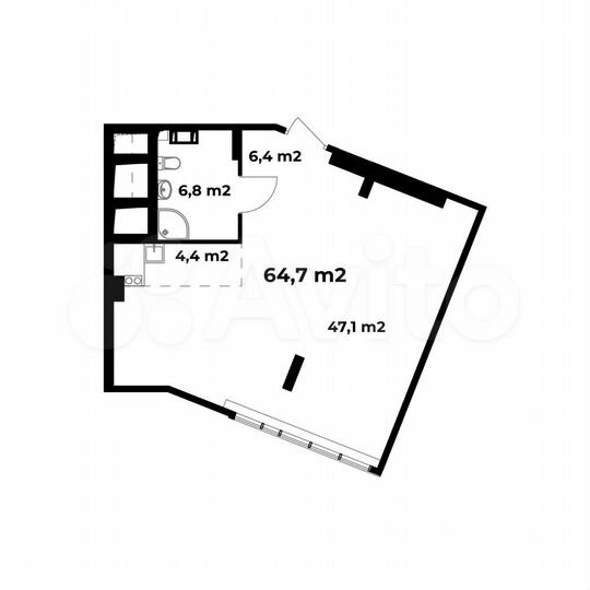 1-к. апартаменты, 64,7 м², 5/6 эт.