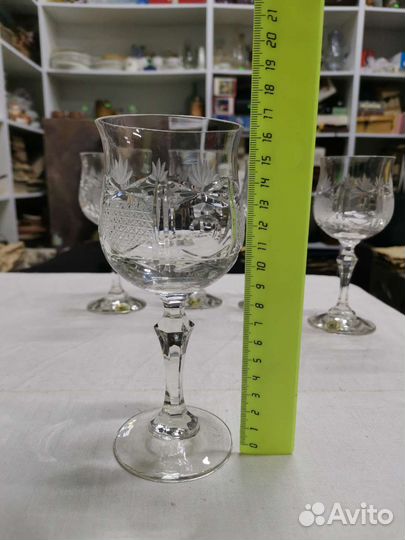 Бокалы фужеры хрустальные Югославия 5 штук (Ч)