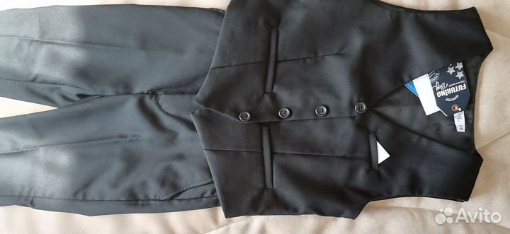 Сорочка белая, брюки, жилетка, шорты р 116