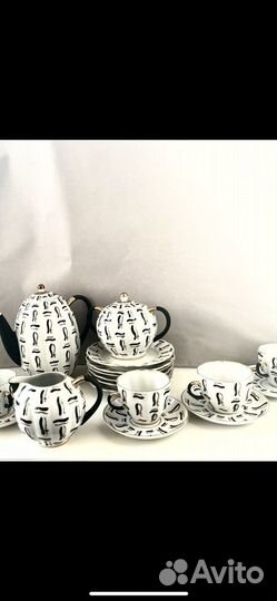 Кофейный сервиз лфз «Вязанки»- 21 предмет. Винтаж