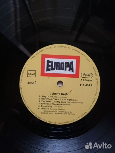 Пластинка Johnny cash сборник (70ых)