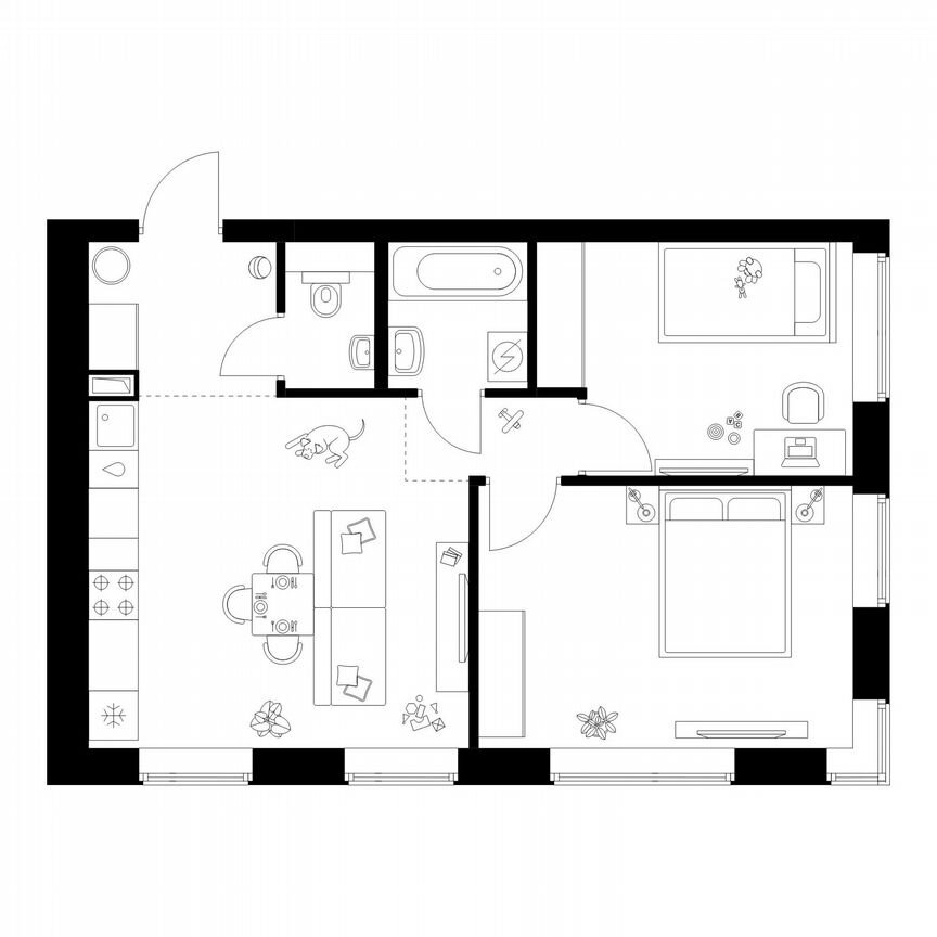 2-к. квартира, 52,4 м², 16/50 эт.